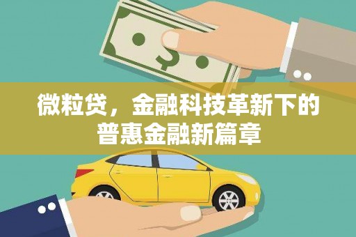 涿州微粒贷，金融科技革新下的普惠金融新篇章