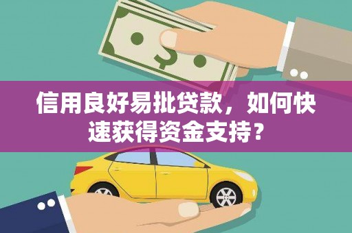 咸宁信用良好易批贷款，如何快速获得资金支持？