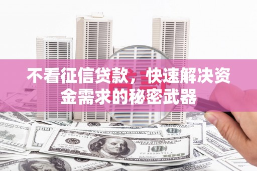 水磨沟不看征信贷款，快速解决资金需求的秘密武器